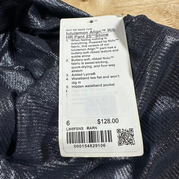 Lululemon Align High Rise Ribbed Pant 25 Inch Shine Women's Size 6 New With Tag - Picture 8 of 12